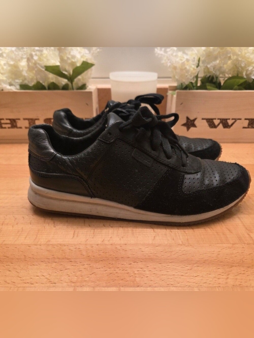 Aetrex Daphne Sneakers Leather/Suede Black Women's Size 7.5
